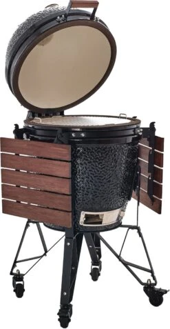 The Bastard Keramikgrill Classic Large - Complete - Schwarz Glänzend - Modell 2023 -Bbq Discounter Bastard Grill Large Complete Deckel Seitentische BC201