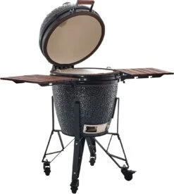 The Bastard Keramikgrill Classic Large - Complete - Schwarz Glänzend - Modell 2023 -Bbq Discounter Bastard Grill Large Complete Deckel offen BC201