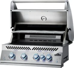 Napoleon 700-Series 32" BIG32 Edelstahl Einbaugrill Inkl. Drehspieß - Modell 2023 -Bbq Discounter Napoleon Einbaugrill BIG32 Warmhalterost vorne