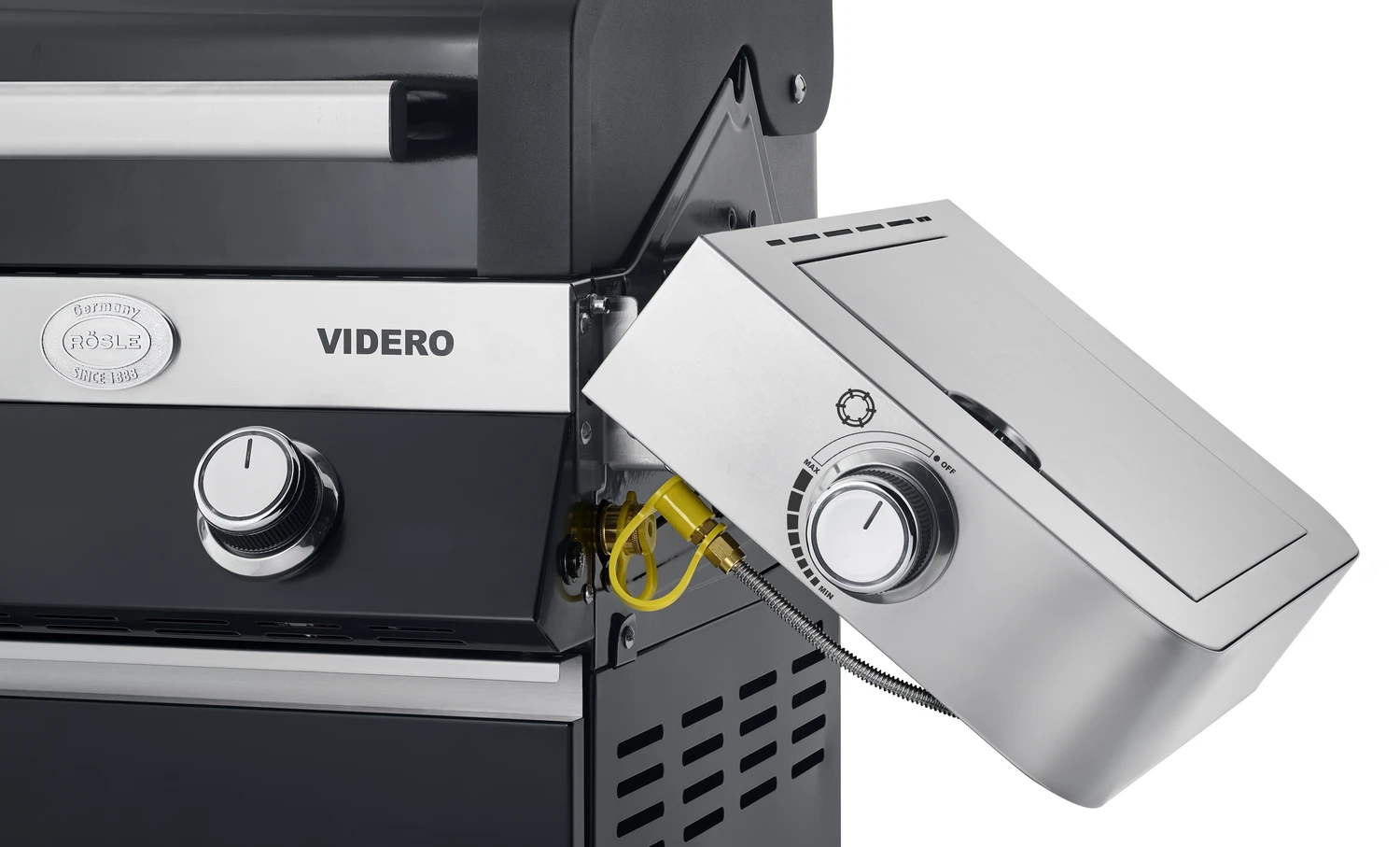 Rösle Gasgrill Videro G4-S VARIO+ Schwarz - Modell 2023 - SMART Deal Inkl. Grillfürst Grill Control + Abdeckhaube Und Grillplatte 8 Rösle Gasgrill Videro G4-S VARIO+ Schwarz - Modell 2023 - SMART Deal Inkl. Grillfürst Grill Control + Abdeckhaube Und Grillplatte – Bild 8