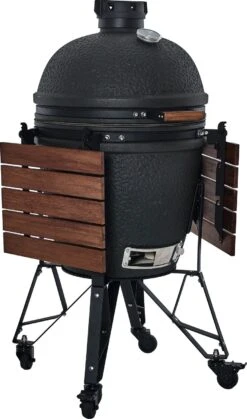 The Bastard Keramikgrill Urban Large - Complete - Schwarz Matt - Modell 2023 -Bbq Discounter The Bastard Urban Large Keramikgrill Seitentische abgeklappt