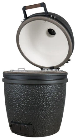 The Bastard Keramikgrill VX Large - Solo - Schwarz Matt - Modell 2023 -Bbq Discounter The Bastard VX Keramikgrill Large Solo offen rechts