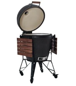 The Bastard Keramikgrill Urban XL - Complete - Schwarz Matt - Modell 2023 -Bbq Discounter The Bastard XL Urban Keramikgrill BU210 offen Seitentische abgeklappt